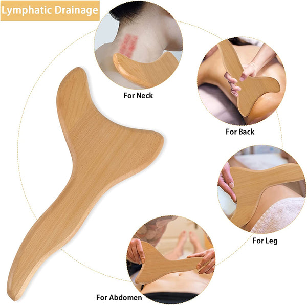 Machomby 2 Pcs Wooden Gua Sha Tools Lymphatic Drainage Tool, Wood Therapy Massage Tools Manual Gua Sha Tools Anti Cellulite Massage Tool for Gua Sha Massage, Maderotherapy, Body Sculpting