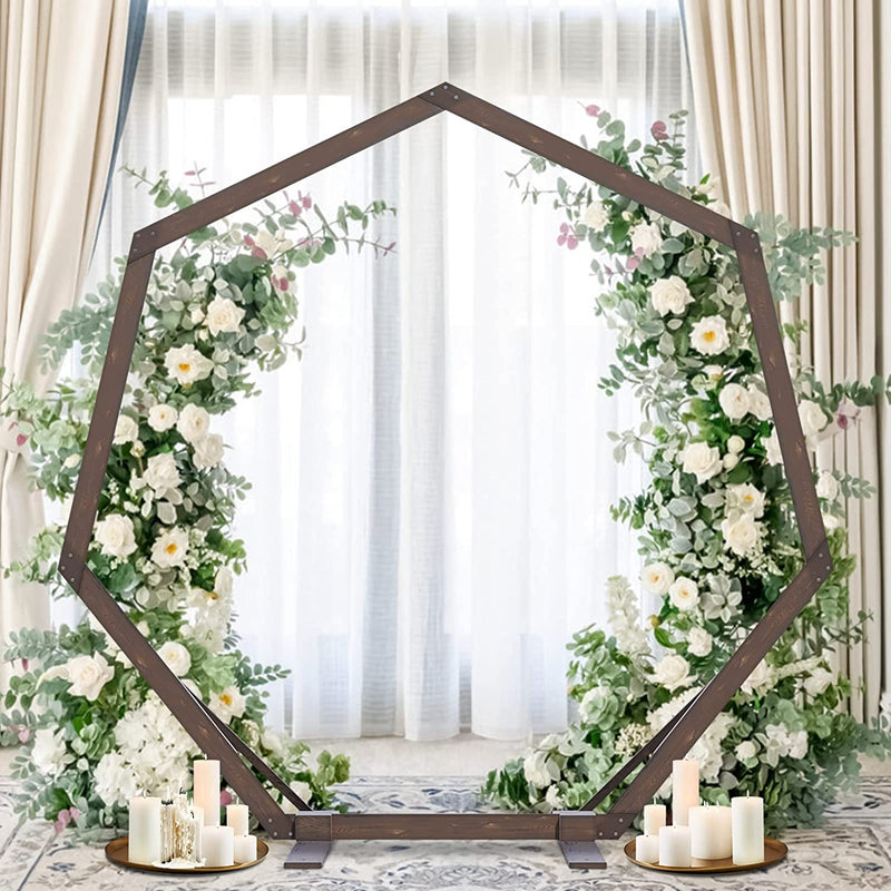 Rustic Wooden Wedding Arch 72ft Heptagonal Hexagon Backdrop Stand Lovelygirly