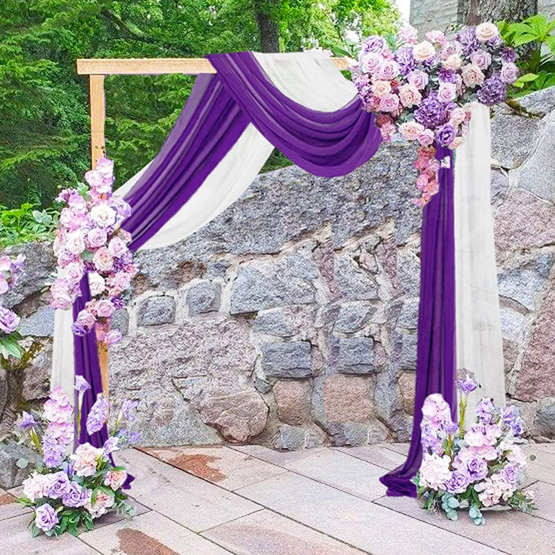 Purple Chiffon Wedding Arch Draping Fabric - 20FT Sheer Drapes for Ceremony  Shower Decorations