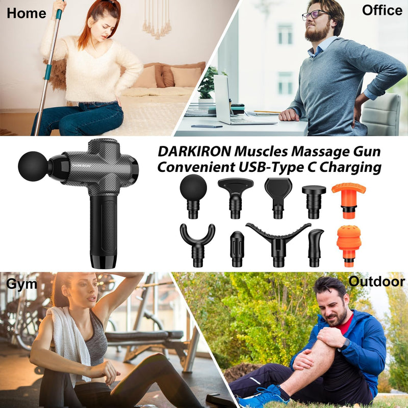 10-Speed Percussion Muscle Massage Gun Deep Tissue for Athletes - with 15 Massage Heads, Carbon Black