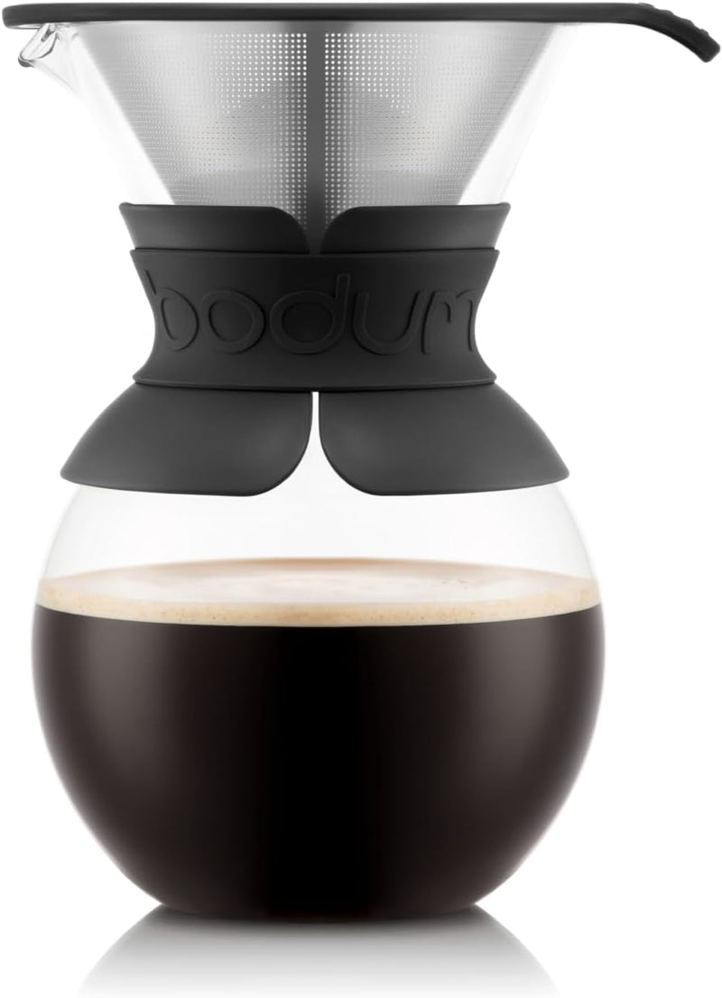 Bodum Pour Over Coffee Maker with Permanent Filter, Black, 34 oz.