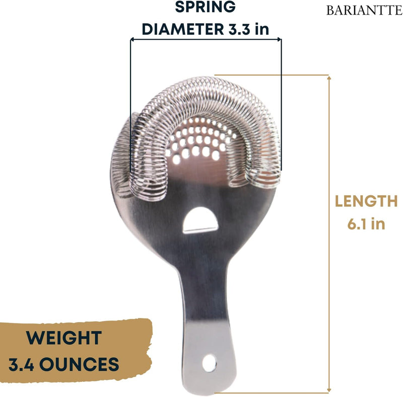 BARIANTTE Premium Hawthorne Strainer for Drinks - Cocktail Strainer Stainless Steel - Bar Strainer Cocktail Drink Strainer Bartending Strainer Hawthorne Strainers Bartender Strainer Shaker Strainer