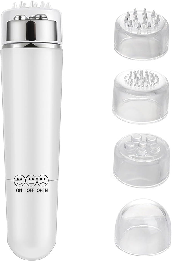 Brinmomp Mini Travel Massager, Mini Massager Mini Tool with Cute Expressions for Face Back, Neck (White)