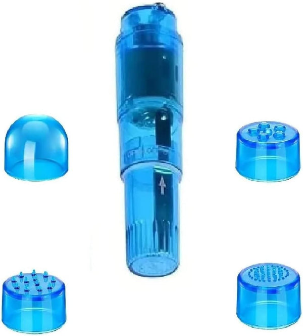 Finever Mini Massager Handheld with 4 Heads Pocket Pen for Face, Neck, Head,Back and Shoulder (1PC Blue)