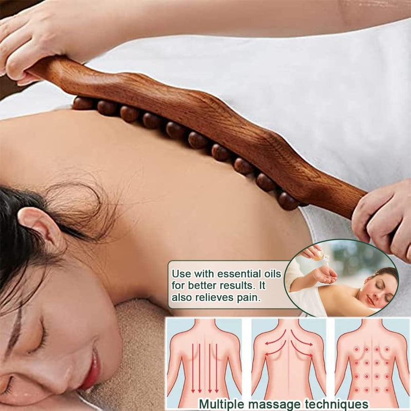 Wood Therapy Massage Tools 20 Beads Myofascial Release Tool Stomach Cellulite Massager,Ease Neck Back Waist and Leg Hip Pain Self Body Sculpting Massage Tool