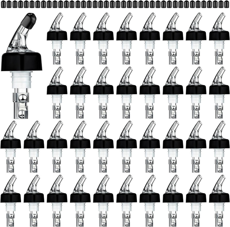 Automatic Measured Bottle Pourer Spout Bottle Pourer Liquor Bottle Pourers Bottle Jigger Quick Shot Spirit Measure Pourer, 1 oz/ 30 ml (Clear, Black,12 Pieces)