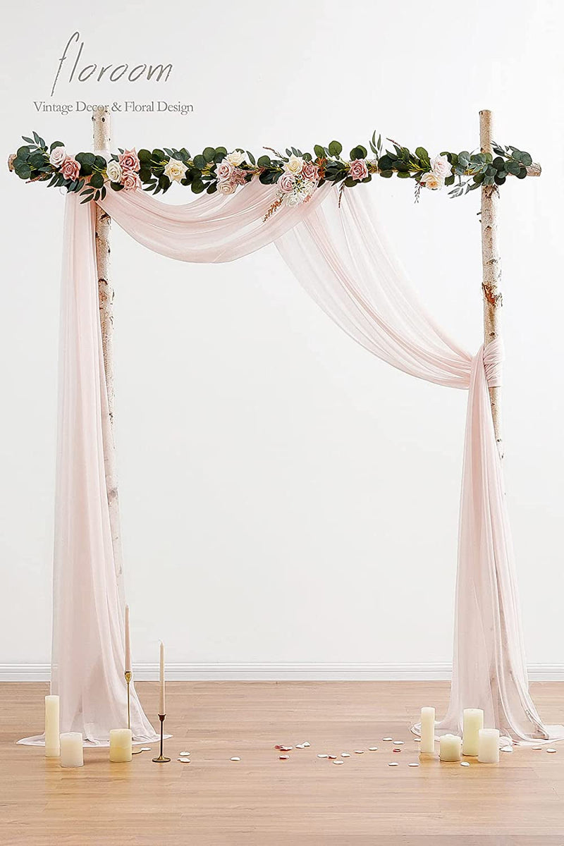 Wedding Arch Draping Fabric - 20Ft Blush Chiffon Drapes for CeremonyReception Decor