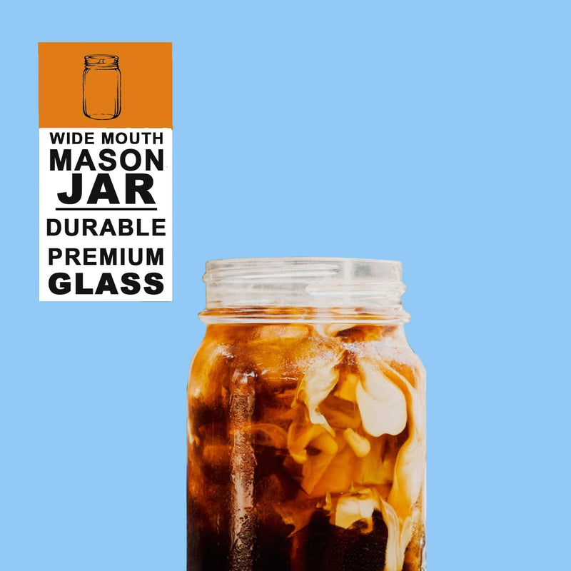 JavaSun Cold Brew Coffee Maker - 64oz Mason Jar Pitcher with Premium Stainless Steel Filter and Handle for Iced Coffee, Iced Tea, Homemade Fruit Drinks (64 oz)