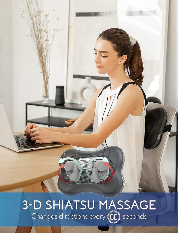 Zyllion ZMA-13 Shiatsu Pillow Massager and ZMA-28 Shiatsu Neck Massager Bundle (Black)