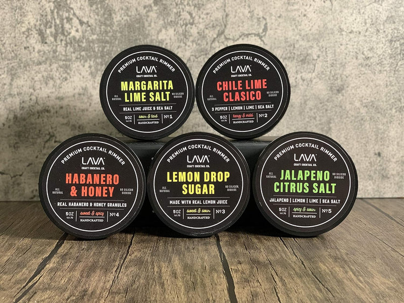 LAVA Premium Jalapeno Citrus Margarita Salt Cocktail Rimmer, All Natural Spicy Margarita Rimmer Salt, Sea Salt Rocks, Real Lime, No Silicon Dioxide, with Easy Screw-On Lid - 6oz