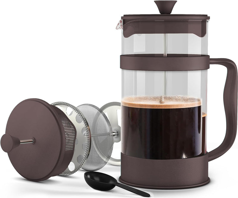 Utopia Kitchen French Press Coffee Maker, Espresso Tea and Coffee Maker with Triple Filters 34 Ounce, Stainless Steel Plunger and Heat Resistant Borosilicate Glass - Black