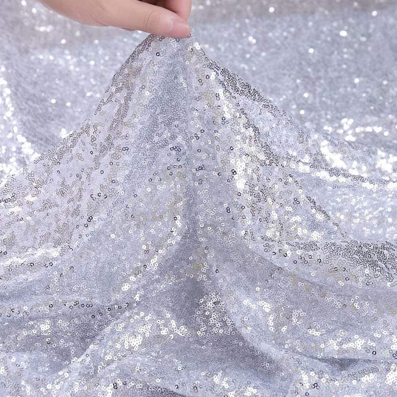Glitter Silver Sequin Tablecloth for Party Wedding Banquet 60X102 Inch Rectangle Table Cloth