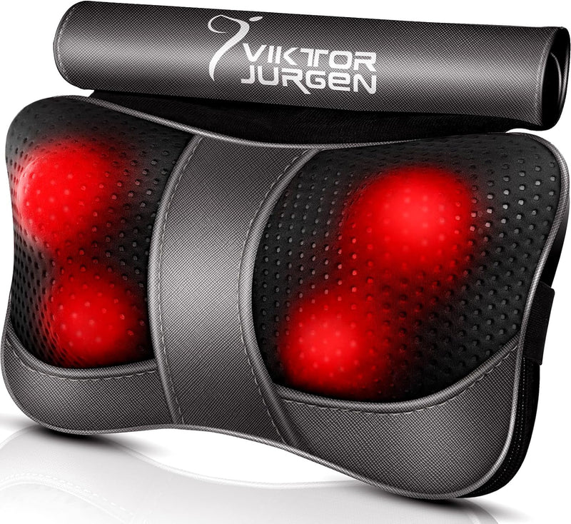 VIKTOR JURGEN Neck Massage Pillow Shiatsu Deep Kneading Shoulder Back and Foot Massager with Heat-Relaxation Gifts for Women/Men/Dad/Mom