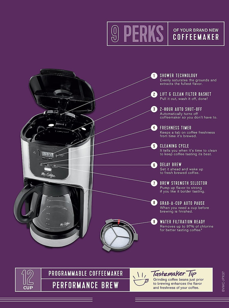 Mr. Coffee 12-Cup Programmable Coffee Maker with Brew Strength Selector