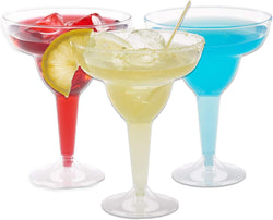 Prestee Multicolor Disposable 48 Plastic Margarita Glasses - 12 oz Hard Cocktail Cups for Cinco de Mayo Fiesta, Taco Party & Mexican Decorations - Fiesta Party Decorations - Large (Pack of 48)