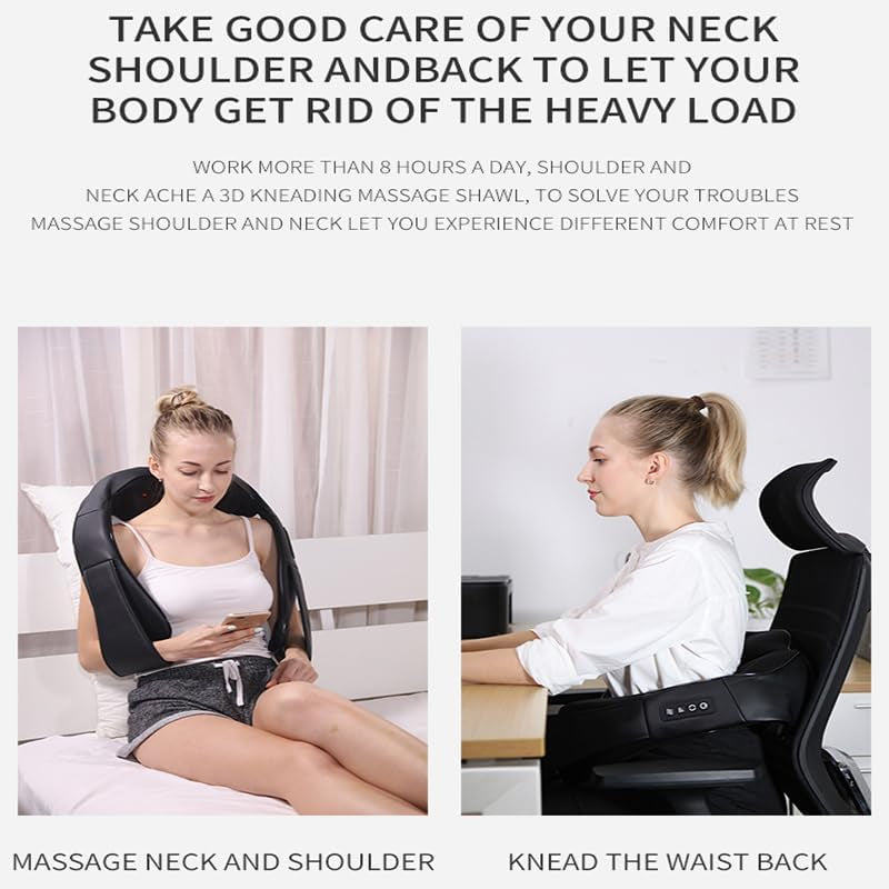 ONIYEA Electric Neck and Back Massager with Soothing Heat - 3D Kneading Massage Pillow for Muscle Pain Relief, Relaxation, and Tissue Rejuvenation