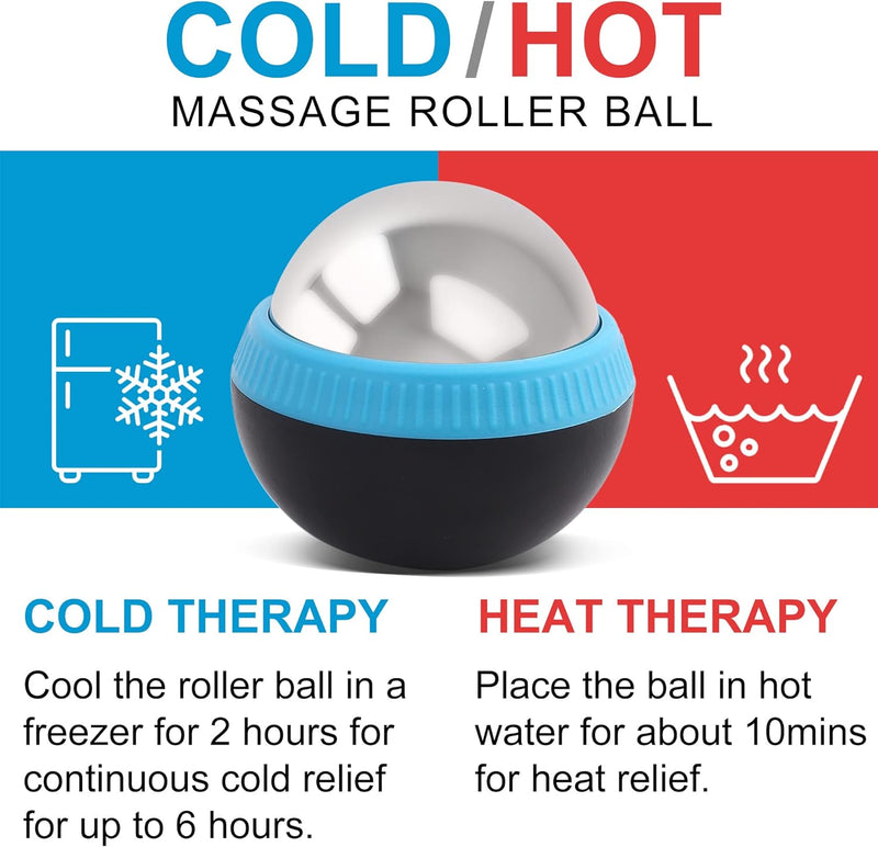 MEDLOT Cold Massage Roller Ball, Set of 2, Cryosphere Ice Therapy Ball for Body Muscle Relief, Roller Massager for Back, Neck, Deep Tissue, Foot Plantar Fasciitis, Myofascial Release