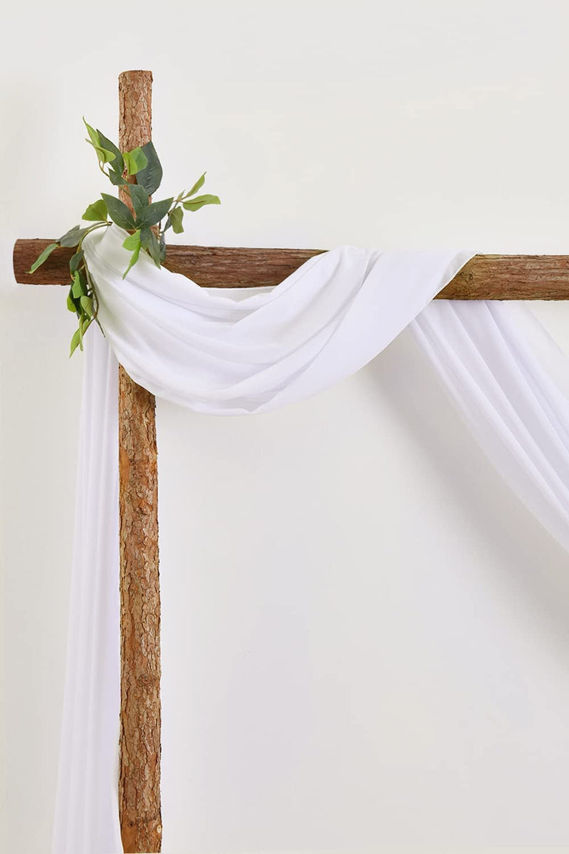 2-Piece White Sheer Chiffon Wedding Arch Drapes - 6 Yards Long x 30 Wide - Party Backdrop Decoration