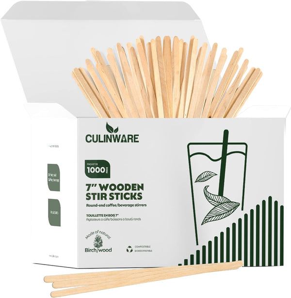 Birch Wood Coffee/Beverage Stirrers 7" (1000 pack) Eco-Friendly Great For Your Coffee Nook.