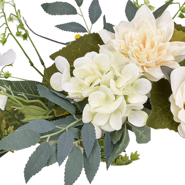 White Hydrangea Swag with Eucalyptus Leaves for Home Decor and Events - 28 Inches