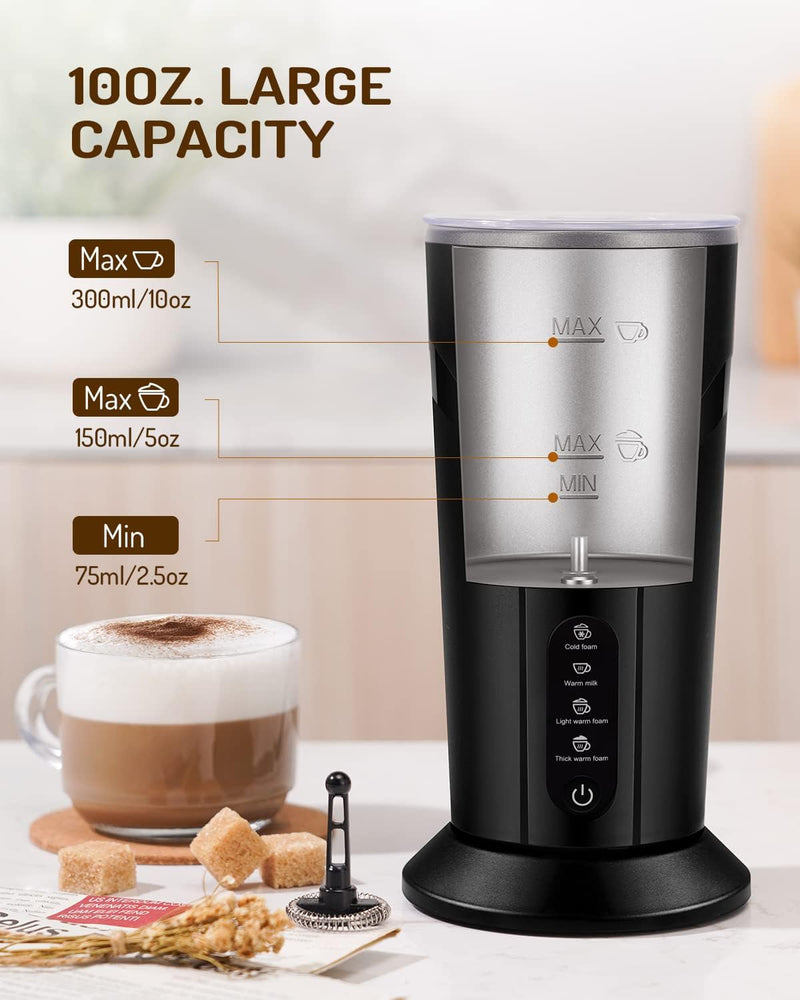 KIDISLE Electric Milk Frother and Steamer, 4 in 1 Automatic Milk Warmer Heater 3.0, Hot and Cold Foam Maker for Coffee Latte Cappuccino, Hot Chocolate, 300ml/10oz