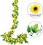 8Pcs 60Ft Artificial Sunflower Garlands Silk Yellow Sunflower Vines with Green Leaves Sunflower Garland for Room Decor Party Decorations Wedding Arch Table Centerpiece Backdrop