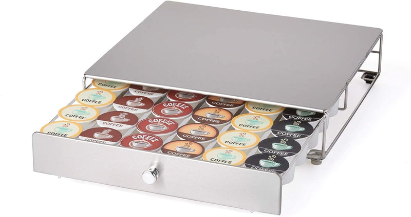 Nifty Coffee Pod Mini Drawer – Black Finish, Compatible with K-Cups, 24 Pod Pack Holder, Non-Rolling, Under Coffee Pot Storage, Sliding Drawer, Home Kitchen Counter Organizer