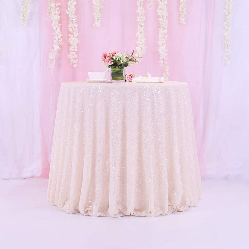 72 Ivory Sparkly Sequin Tablecloth - Wedding Table Linens
