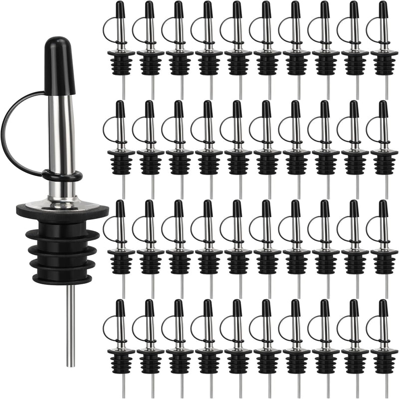 12/24/48/100 Pack Liquor Pour Spout, Stainless Steel Classic Bottle Pourers with Rubber Dust Cap, Speed Wine Bottle Pourer for Liquor Bottle, Oil Bottles(12 Pack)