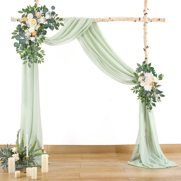 Sage Green Wedding Arch Drapes - Chiffon Fabric 18FT Panel for Decoration or Backdrop