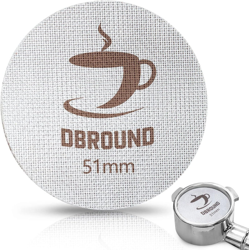 DBROUND 58.5mm Espresso Puck Screen - 2 Packs 1.7mm Thickness 150μm Espresso Puck Screen with Walnut Holder,Reusable Stainless Steel Replacement Part Compatible with 58mm Portafilter Series Espresso