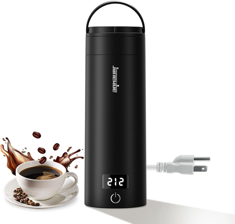 Travel Portable Electric Tea Kettle, Small Coffee Kettle, Mini Hot Water Boiler, 380mL & 304 Stainless Steel, with 4 Variable Presets and Auto Shut-Off(Black)