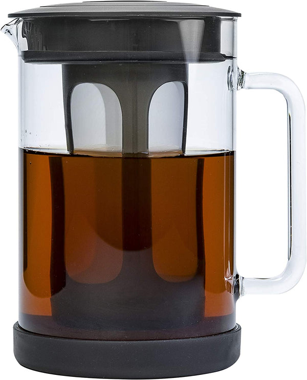 Primula Pace Cold Brew Iced Coffee Maker with Durable Glass Pitcher and Airtight Lid, Dishwasher Safe, Perfect 6 Cup Size, 1.6 Qt, Black