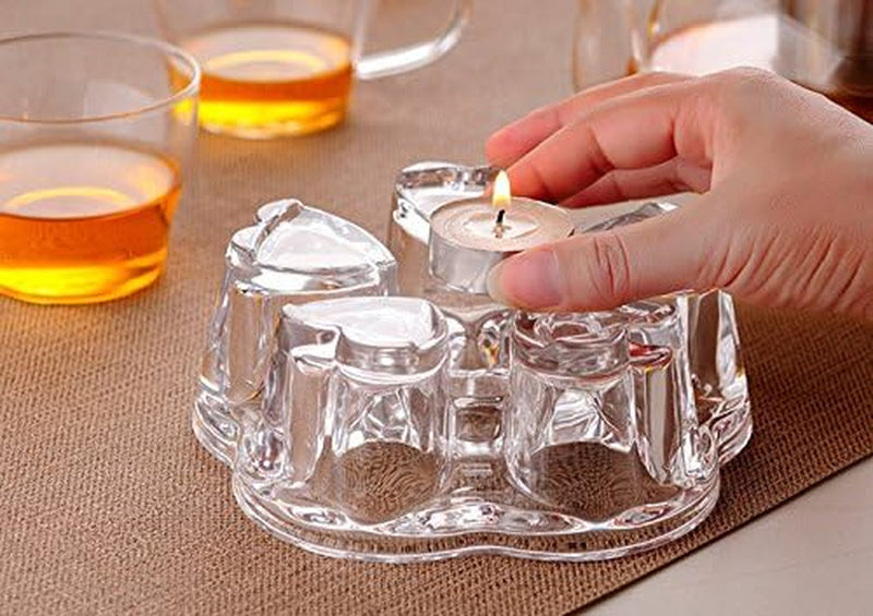 Luxtea Crystal Teapot Heating Base Glass Teapot Warmer In Heart Shape Heat Resistant for Heating Tea or Beverages