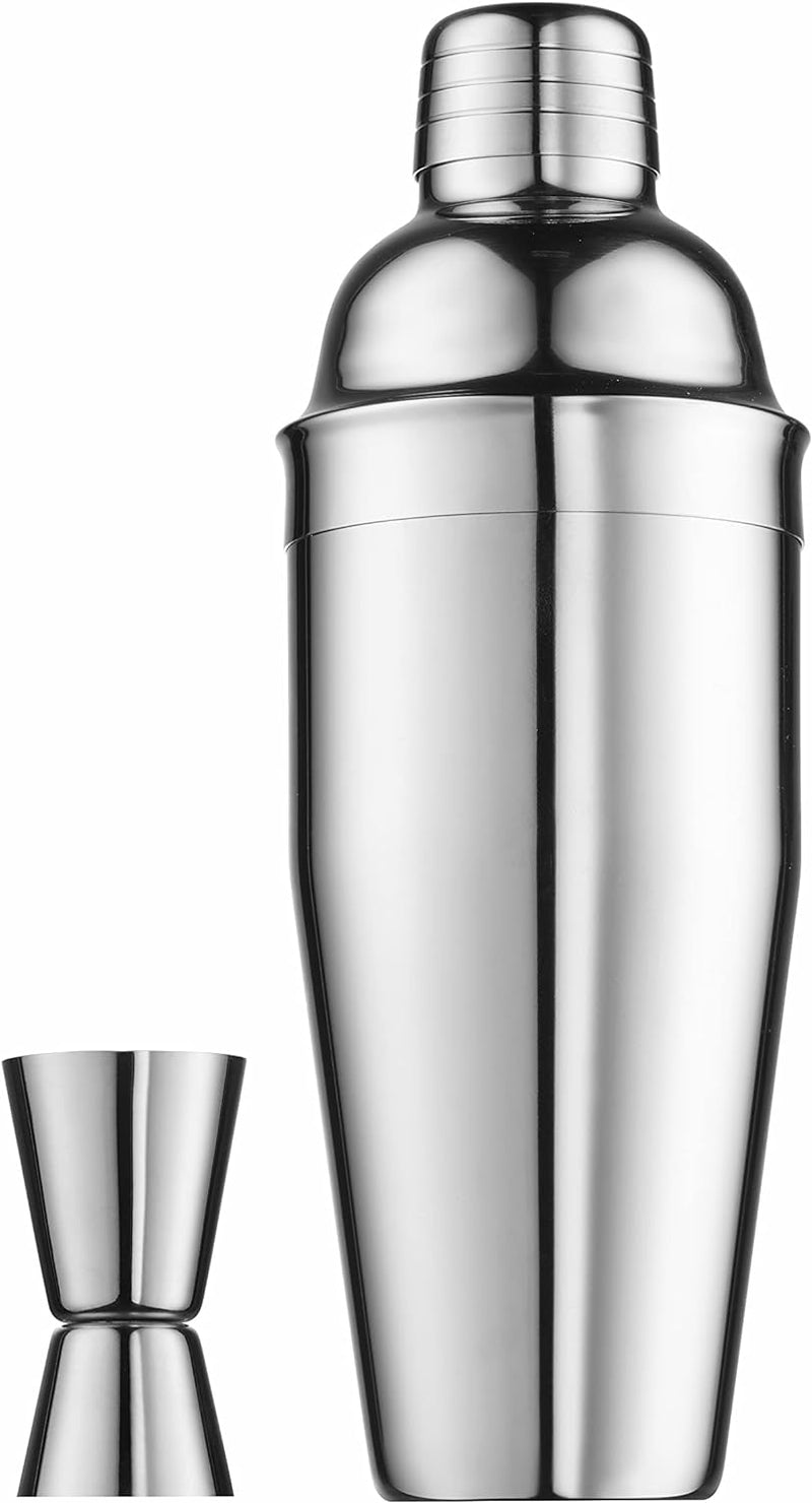 Godinger Cocktail Shaker Set and Martini Glasses Bar Set, Stainless Martini Shaker with Stemmed Cocktail Glasses and Double Jigger, 4 Piece Gift Set