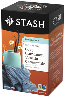 Stash Tea Cozy Cinnamon Vanilla Herbal Tea - Naturally Caffeine Free, Non-GMO Project Verified Premium Tea with No Artificial Ingredients, 18 Count (Pack of 6) - 108 Bags Total