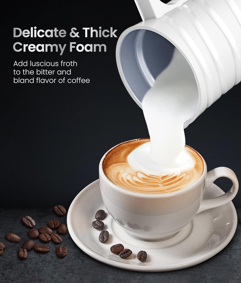 Milk Frother, SAIBOKE 4-in-1 Electric Milk Steamer，Automatic Hot & Cold Foam Maker, 8.8oz/260ml Milk Warmer for Latte, Cappuccinos, Macchiato. Ultra-Quiet Working & Automatic Shut Off.