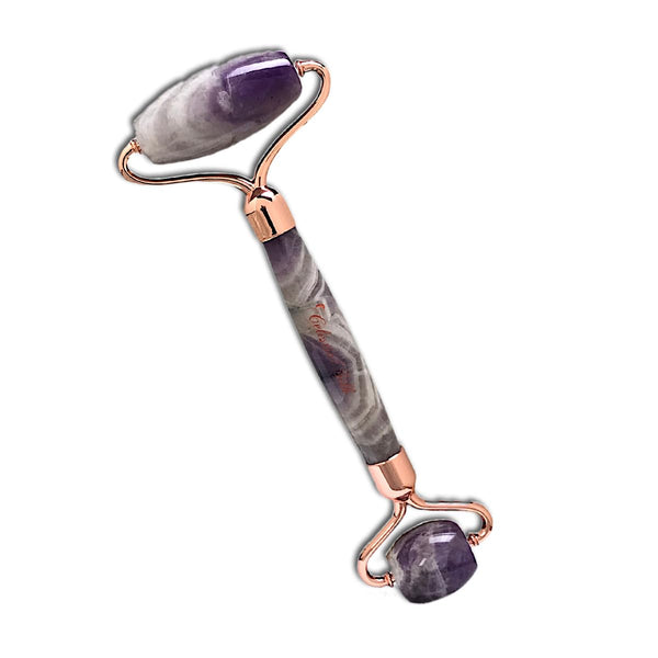 CELESTIAL SILK Amethyst Face Roller - Premium Anti Aging Beauty Facial Massager Genuine Natural Amethyst Stone Gemstone Roller- Skin Care for Face Eyes Neck