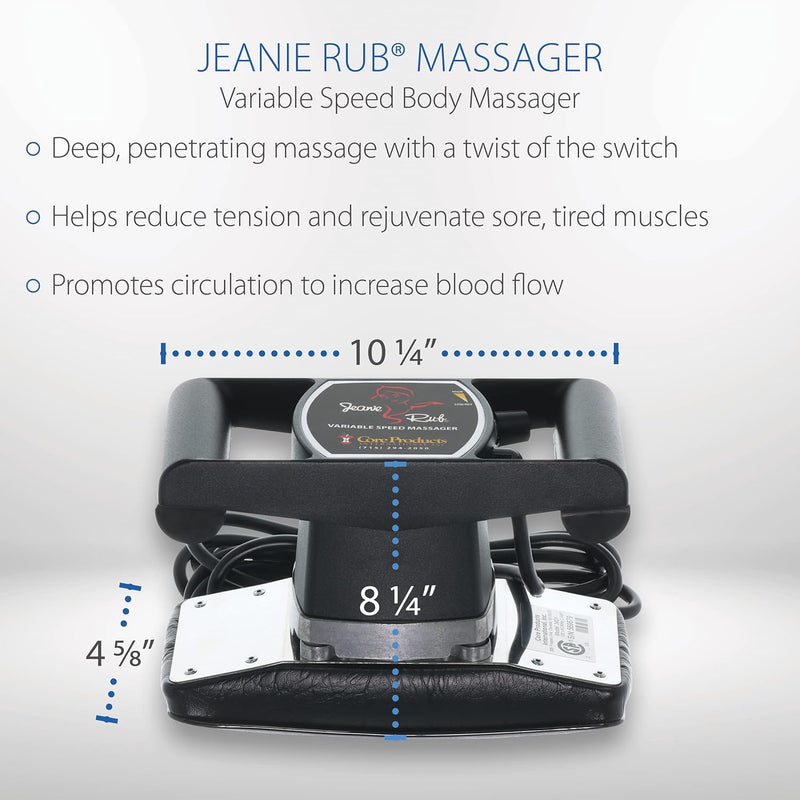 Core Products Jeanie Rub Variable Speed Electric Massager, Full Body Deep Tissue Massage for Muscle Pain, Orbital Action – Fleece Pad Cover Combo