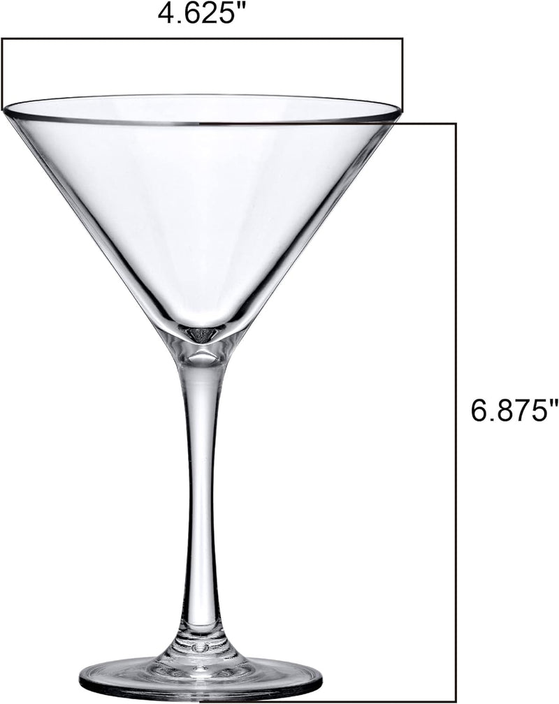 Amazing Abby - Vesper - 10-Ounce Plastic Martini Glasses (Set of 6), Plastic Cocktail Glasses, Reusable, BPA-Free, Shatter-Proof, Dishwasher-Safe, Perfect for Poolside, Outdoors, Camping, and More