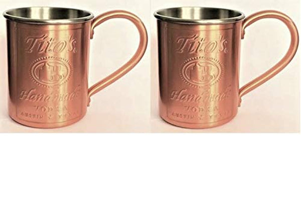 Tito's Vodka Copper/Stainless Steel Lined Mug – NEW - Set of 2