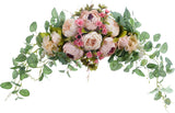 Wedding Arch Flowers Artificial Peony Eucalyptus Wreath Floral Swag Garland Decoration for Lintel Door Wall Ceremony Celebration Christmas Party