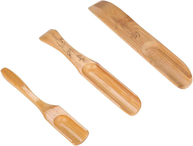 3pcs Bamboo Tea Spoon Scoop Shovel Wooden Loose Tea Scoop Chinese Tea Fittings for Scooping Coffee Powder,Tea,Cacao,Condiment and Spices