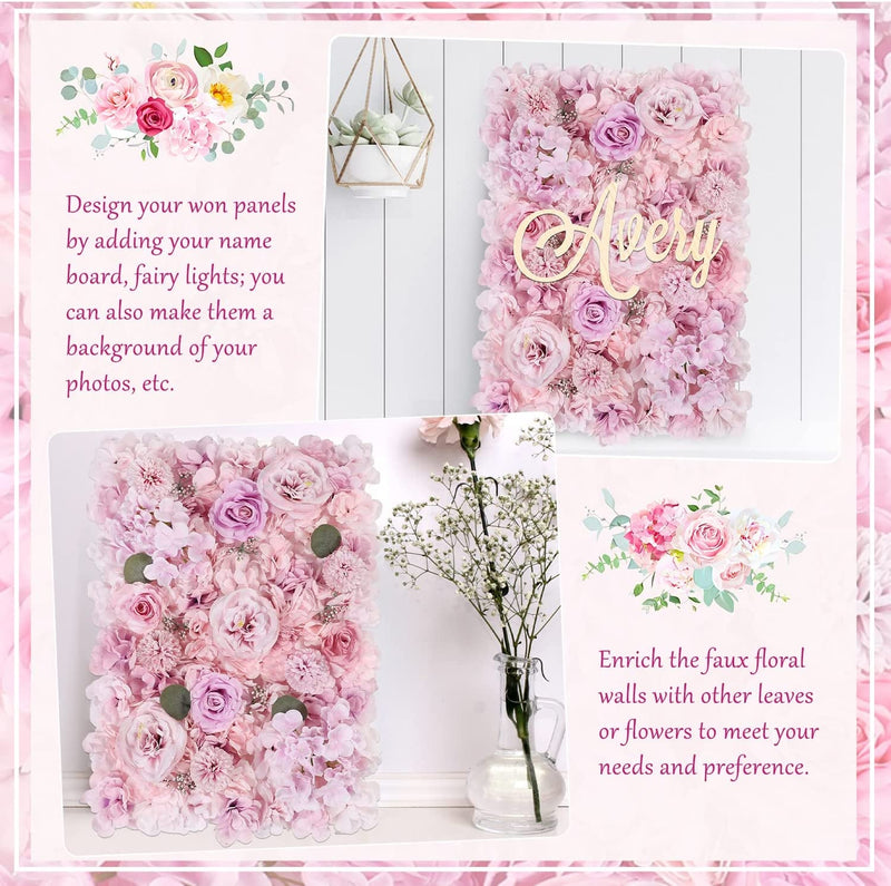 2 Pack Artificial Flower Wall Panels - 16X24 Hydrangea Flower - Purple Backdrop Decoration for Weddings  Parties