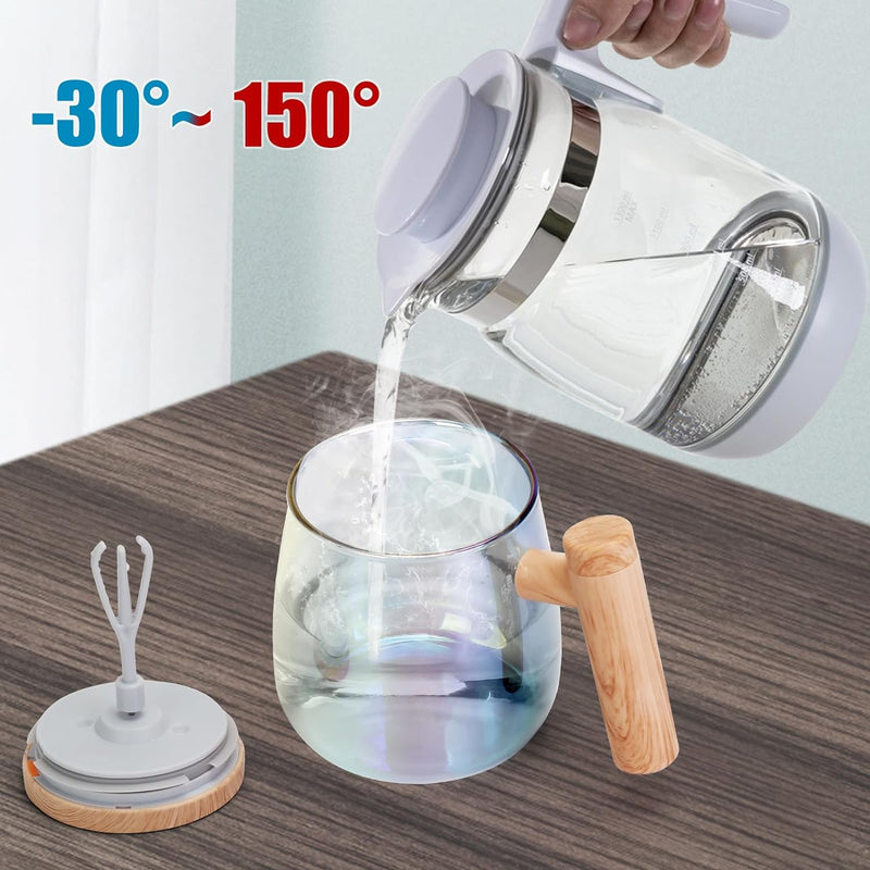 VAlinks Self Stirring Coffee Mug, Glass Electric Self Mixing Cup with Lid & Handle, 400ml Auto Self Stirring Cup To Stir Coffee, Mixed Milk, Powder (Need 2*AAA Battery)