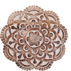 Set of 2 Wooden Trivets for Hot Dishes Pots and Pans Tea Pot Holders Nonslip Heat Resistant Kitchen Counter Accessories 8" Diameter Mandala Design (Design 1)