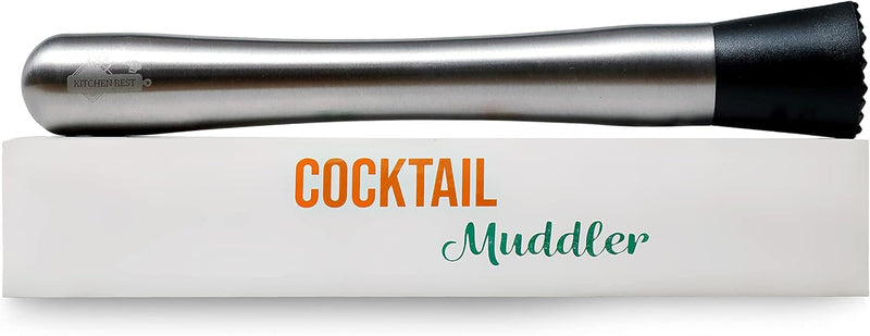 Kitchen Rest Muddler for Cocktails - 8inch Long 1pc Stainless Steel Fruit Crusher - Bar Tools for Home for Making Mojito Mix and Other Fruit Drinks (8 Inch)