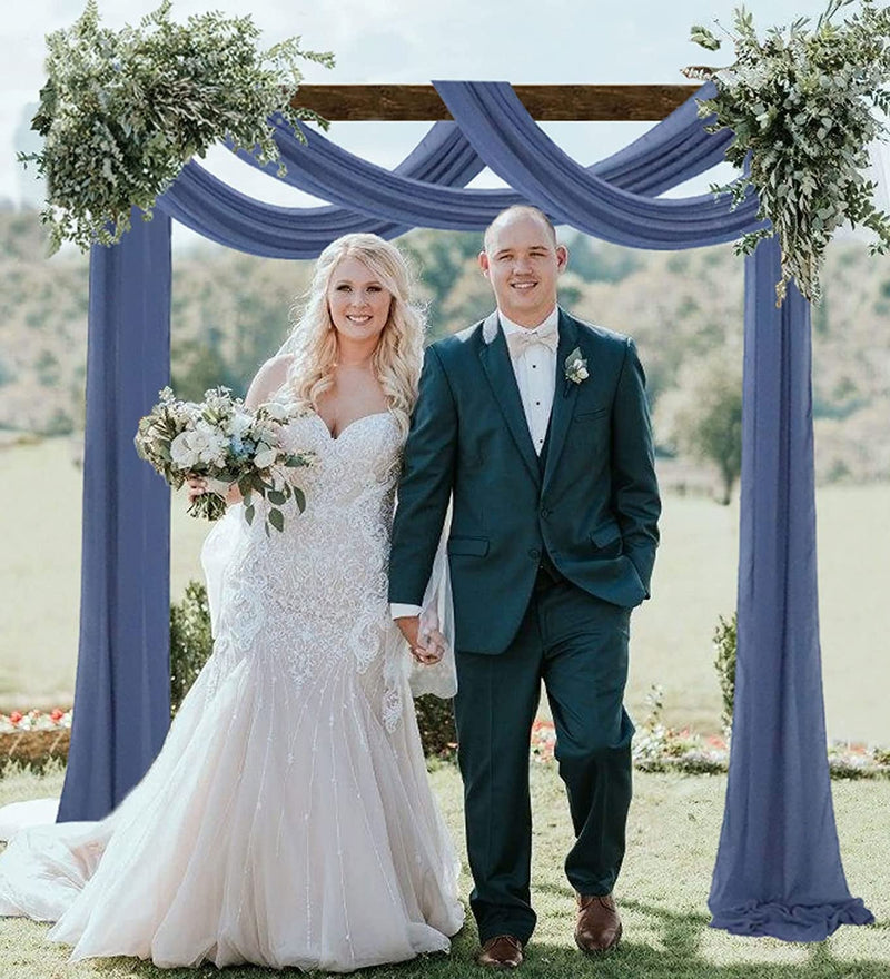 20FT Wedding Arch Draping in Dusty Blue Sheer Backdrop Curtains - Chiffon Fabric Panels for Reception or Ceremony Decor