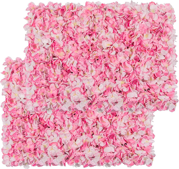 3D Silk Flower Wall Panel Set - 2 Pack Pink