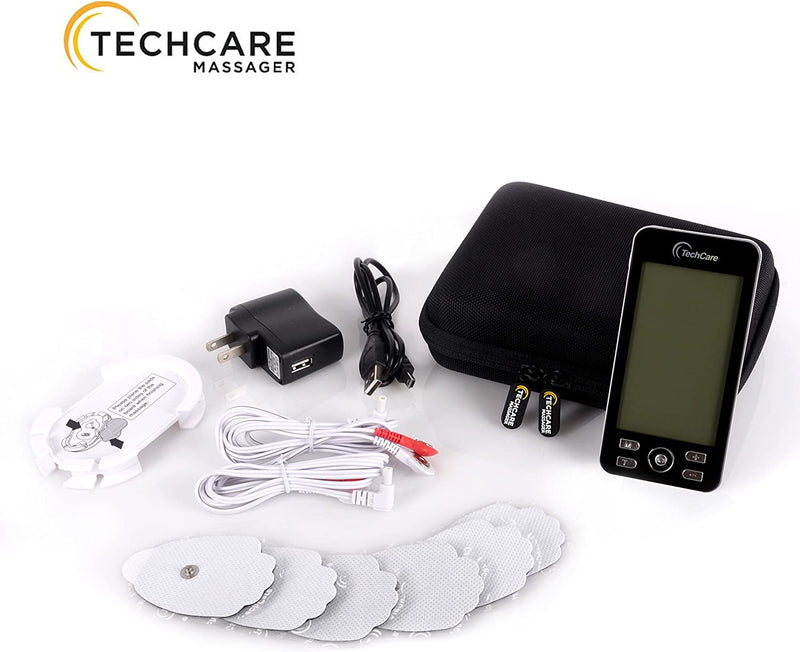 Tens Unit TechCare Plus 24 Massager Muscle Stimulator Device Machine Pulse Massager with Protective Cover Case Sciatica Plantar Fasciitis Tennis Elbow Back Shoulder Neck